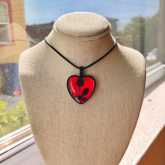 Gothic Vamp Heart Rose Pendant Necklace/Choker - Picture 2 of 5